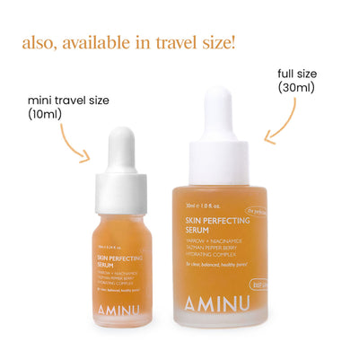 Aminu Skin Perfecting Serum -Pores, Acne Marks, Smoothes, Texture -Willow Bark, PAD, Epigenetic Tech