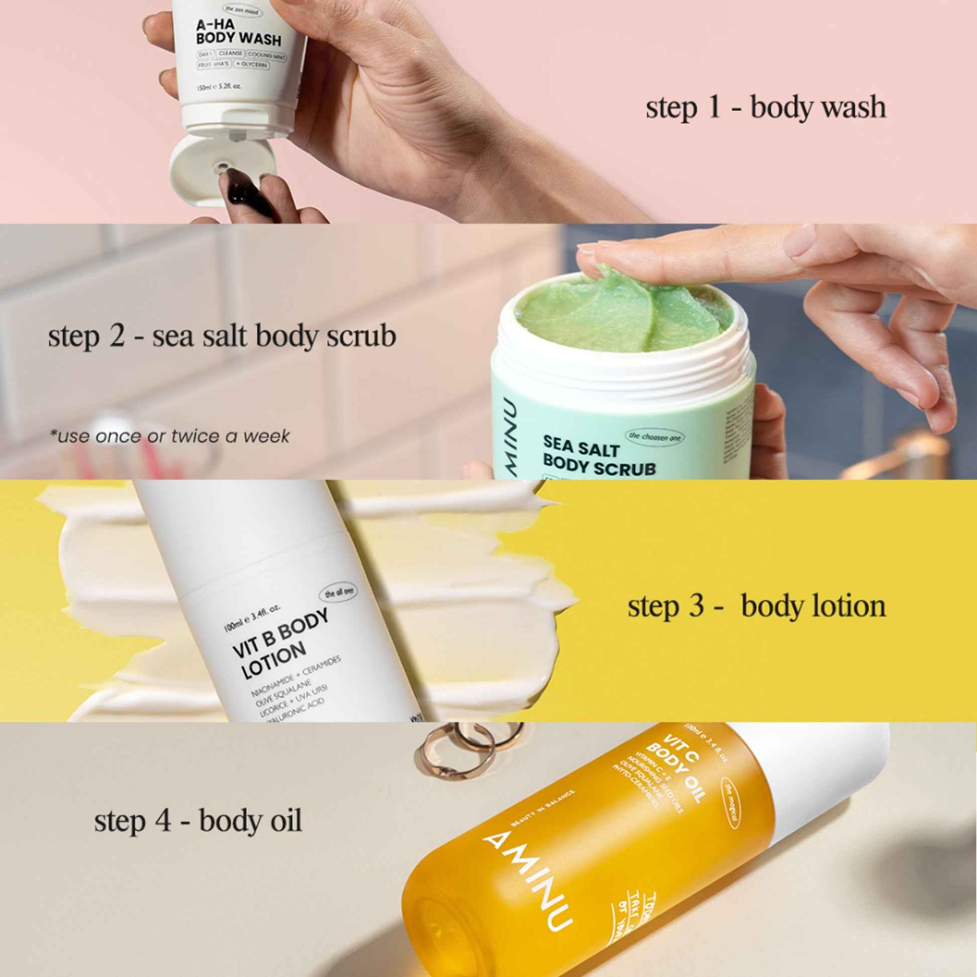 Aminu Sea Salt Body Scrub -Exfoliates Dry skin, Reduces Ingrown Hair & Keratosis Pilaris -Vitamin E