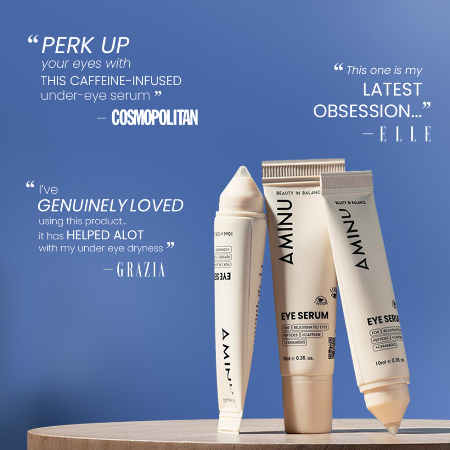 Aminu Eye Serum -Dark Circles, Puffiness, Wrinkles, Fine Lines -Caffeine, Ceramides, Peptide, Ectoin
