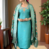 Indyancart SN Women's Floral Embroidered Thread Work Straight Kurta With Trouser And Dupatta
