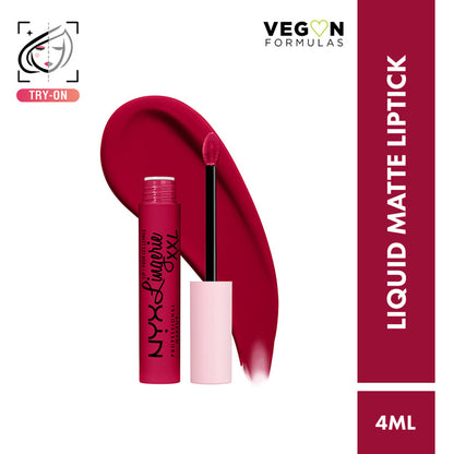NYX Professional Makeup Lip Lingerie XXL Matte Liquid Lipstick in Stamina, showing the nude lipstick applicator and product packaging.