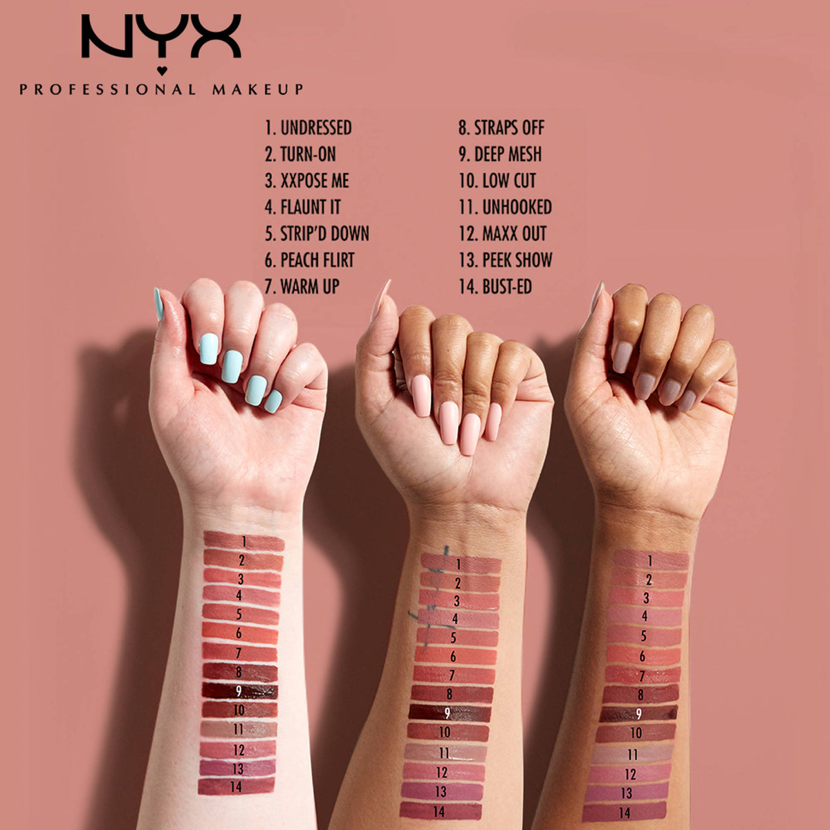 NYX Professional Makeup Lip Lingerie XXL Matte Liquid Lipstick in Iit's Hotter, deep nude liquid lipstick with matte finish.
