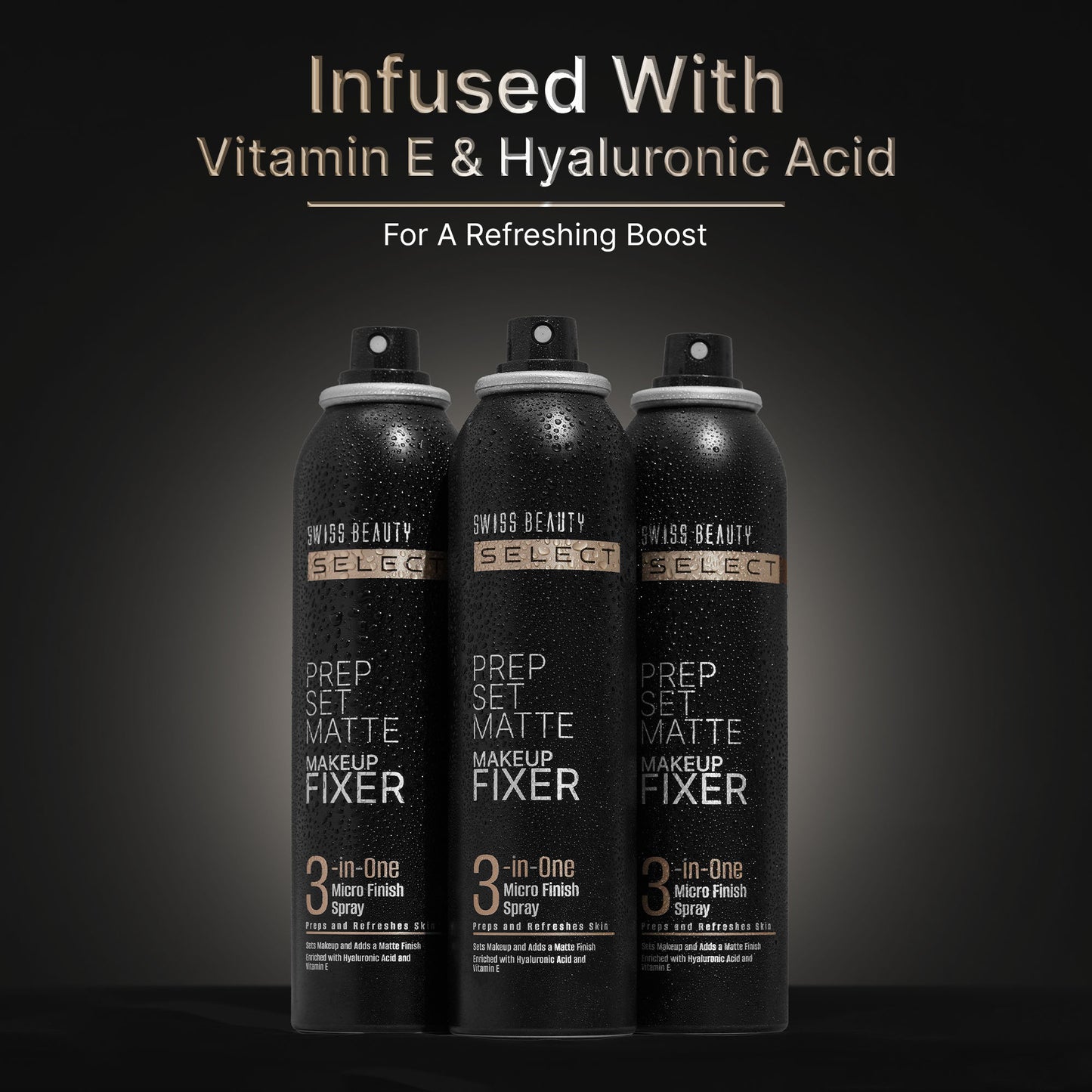 Swiss Beauty Select Prep Set Matte 3 In 1 Micro Finish Spray Enriched With Hyaluronic Acid and Vitamin E