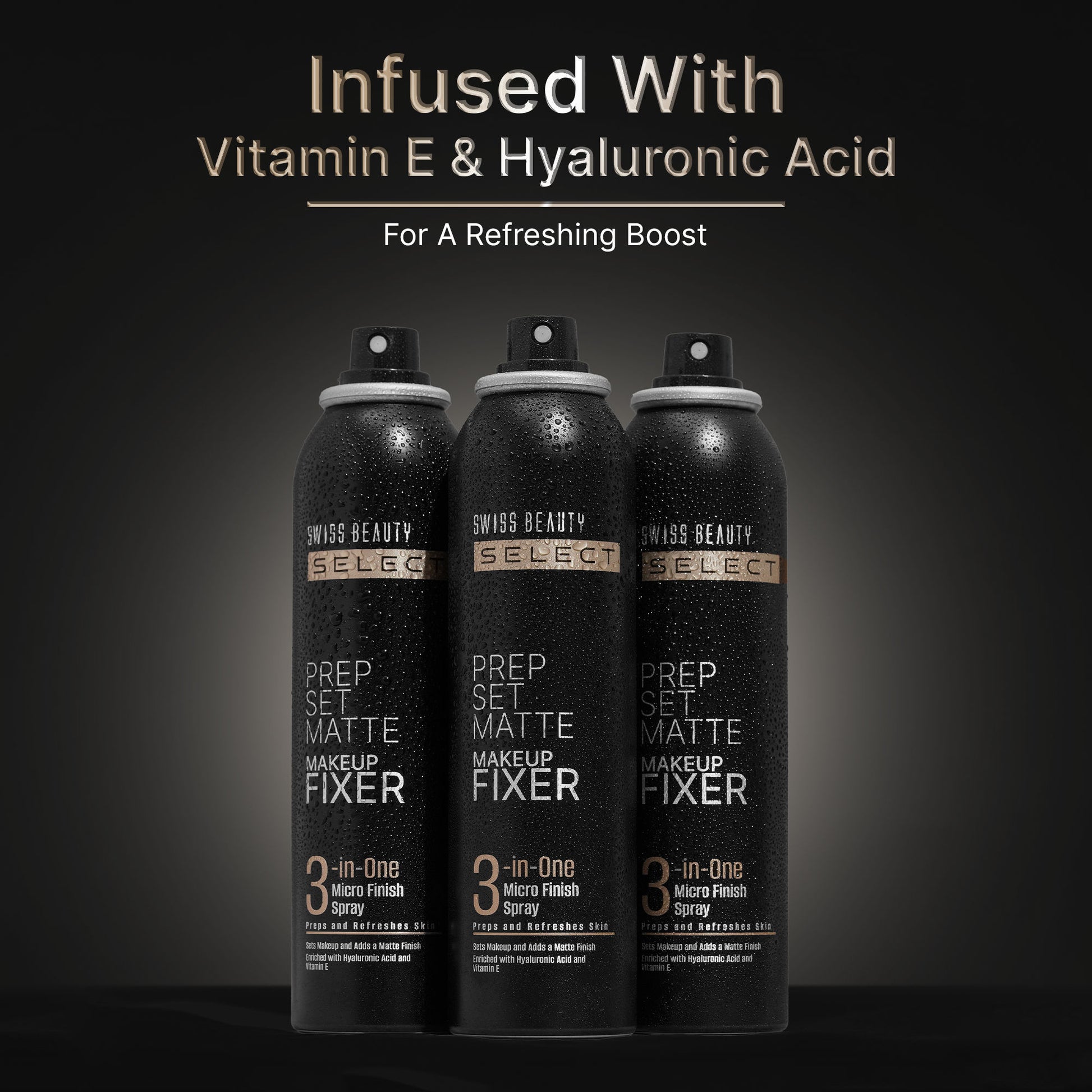 Swiss Beauty Select Prep Set Matte 3 In 1 Micro Finish Spray Enriched With Hyaluronic Acid and Vitamin E