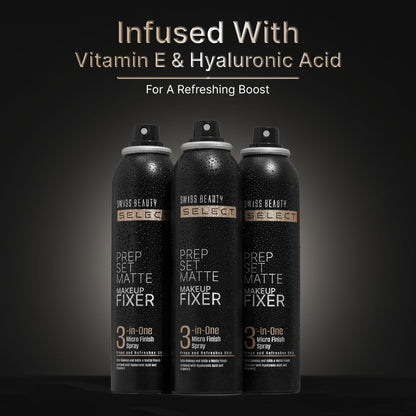 Swiss Beauty Select Prep Set Matte 3 In 1 Micro Finish Spray Enriched With Hyaluronic Acid and Vitamin E