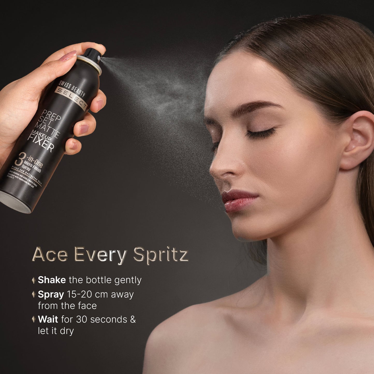 Swiss Beauty Select Prep Set Matte 3 In 1 Micro Finish Spray Enriched With Hyaluronic Acid and Vitamin E
