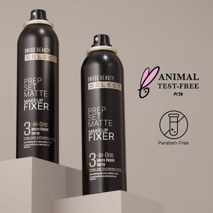 Swiss Beauty Select Prep Set Matte 3 In 1 Micro Finish Spray Enriched With Hyaluronic Acid and Vitamin E