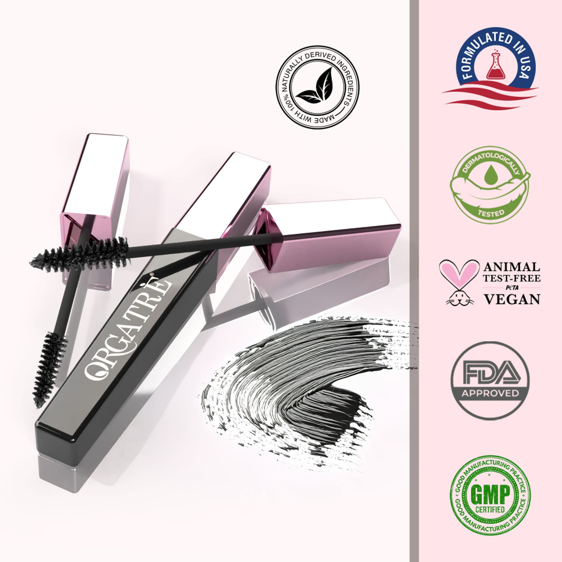 Orgatre Boldgaze Waterproof Mascara for High Volume, Smudge-Proof & Highly Pigmented Very Black