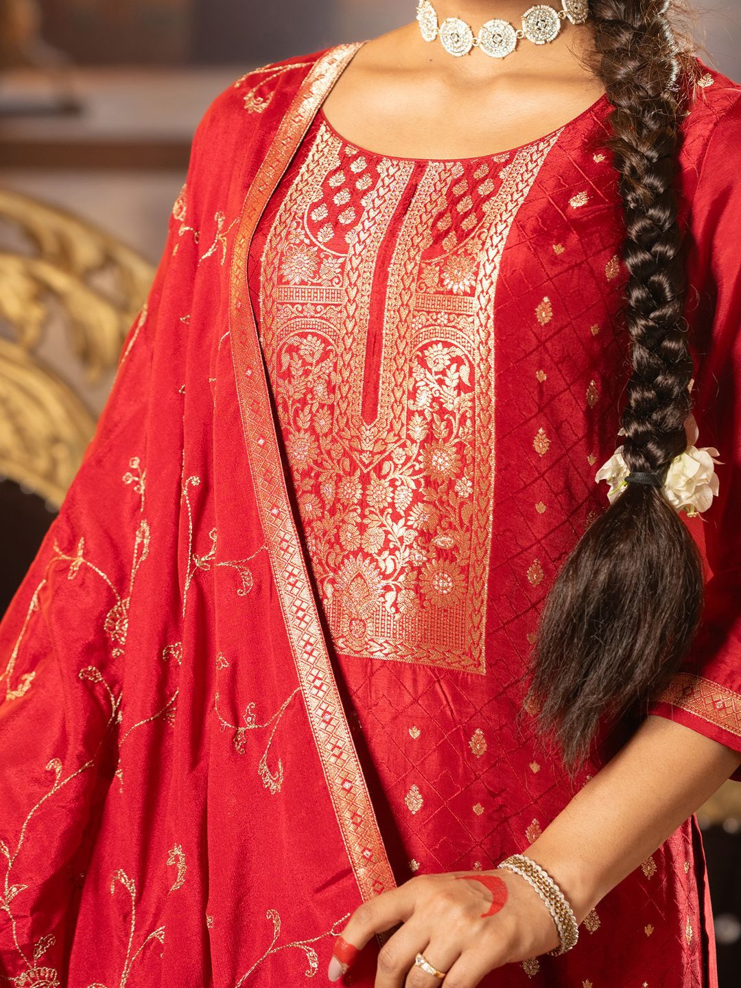 Women Regular Kurta with Trousers & With Dupatta