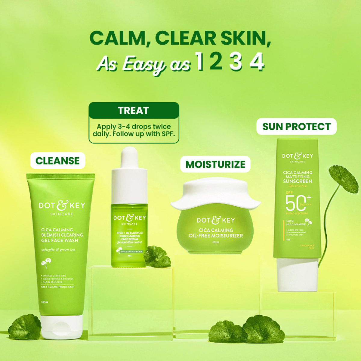 Dot & Key 2% Salicylic Cica Anti-Acne Face Serum showing the bottle with product label and applicator tip.