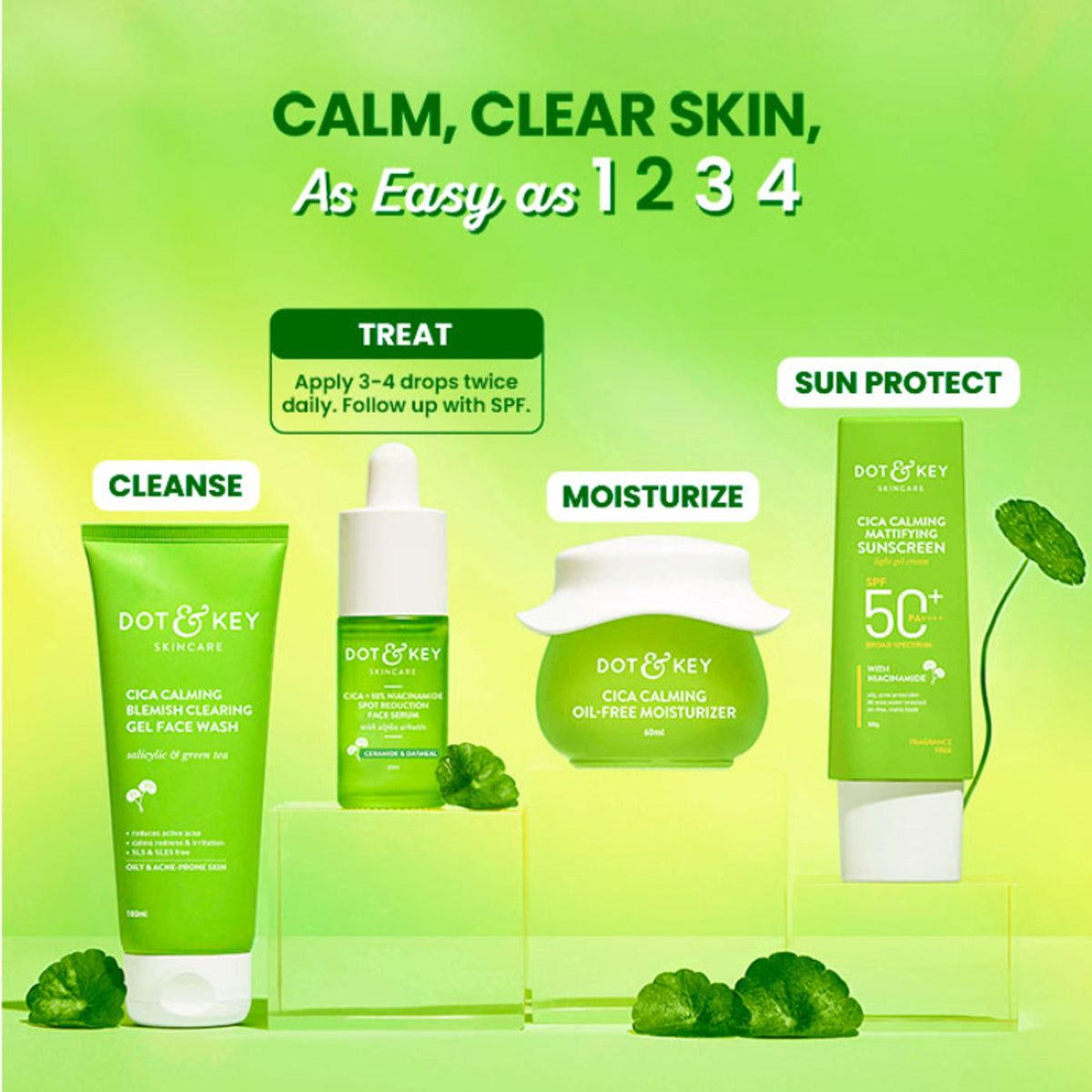 Dot & Key 2% Salicylic Cica Anti-Acne Face Serum showing the bottle with applicator and product label.