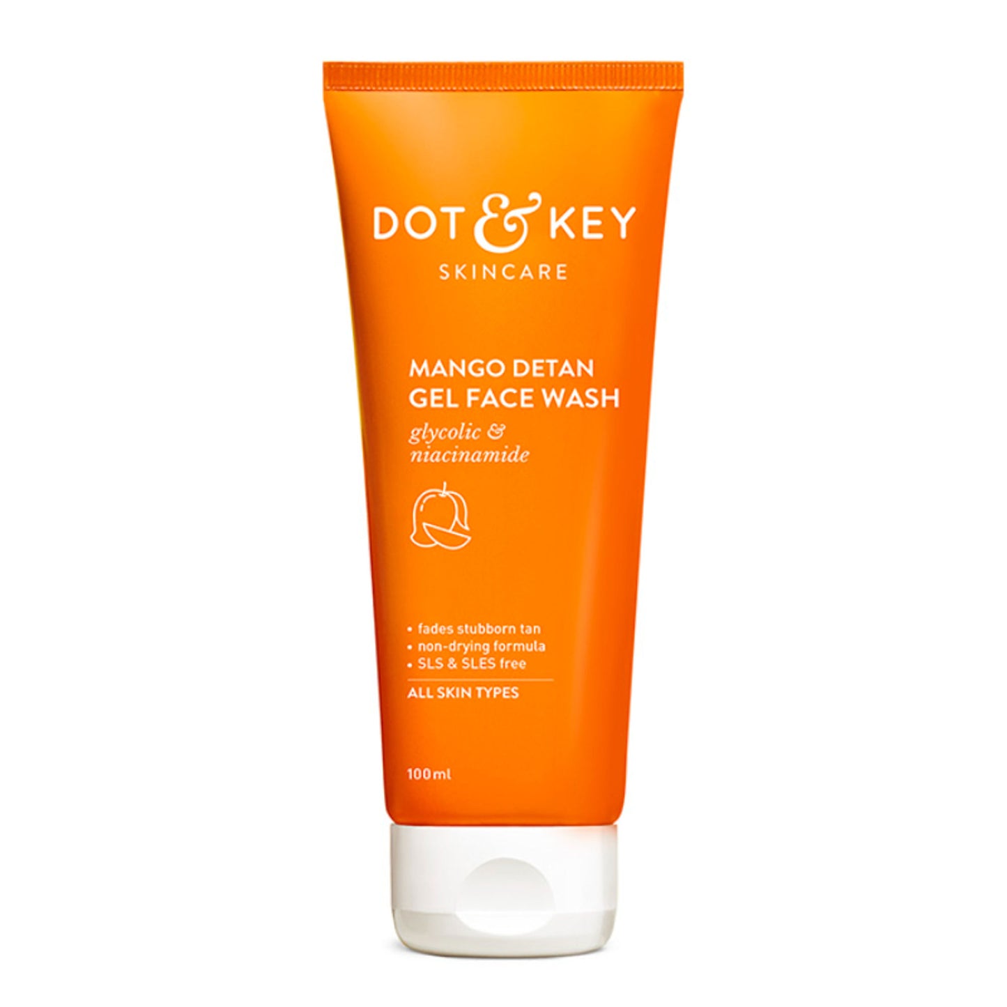 Dot & Key Mango Detan Gel Gel Face Wash, With Alpha-Arbutin & Niacinamide, Reduces Stubborn Tan