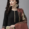 Indyancart IE Women Black Yoke Design Regular Gotta Patti Kurta with Palazzos & With Dupatta
