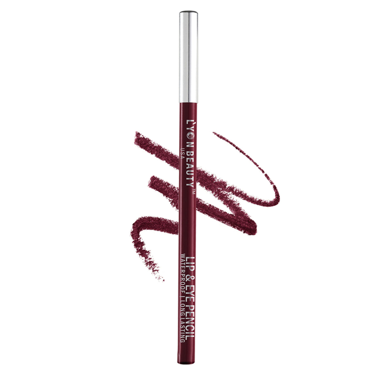 Lyon Beauty Lip & Eye Pencil in Burgundy 13, featuring a sleek pencil with sharp point and rich burgundy color.