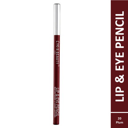Lyon Beauty Lip and Eye Pencil in Plum 20, featuring a dual-ended makeup pencil with purple shade for lips and eyes.