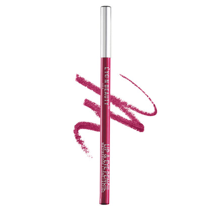 Lyon Beauty Loved Up 22 Lip and Eye Pencil showing the dual-ended pencil with pink and brown shades.