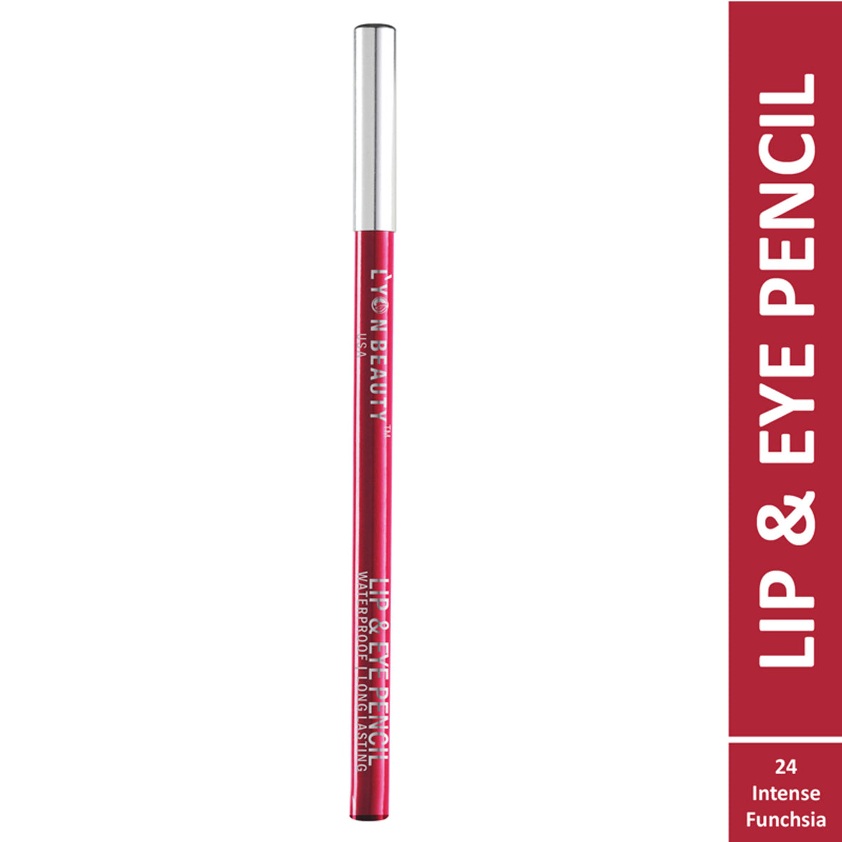 Lyon Beauty Lip and Eye Pencil in Intense Fuchsia 24, featuring a vibrant pink color for lips and eyes.