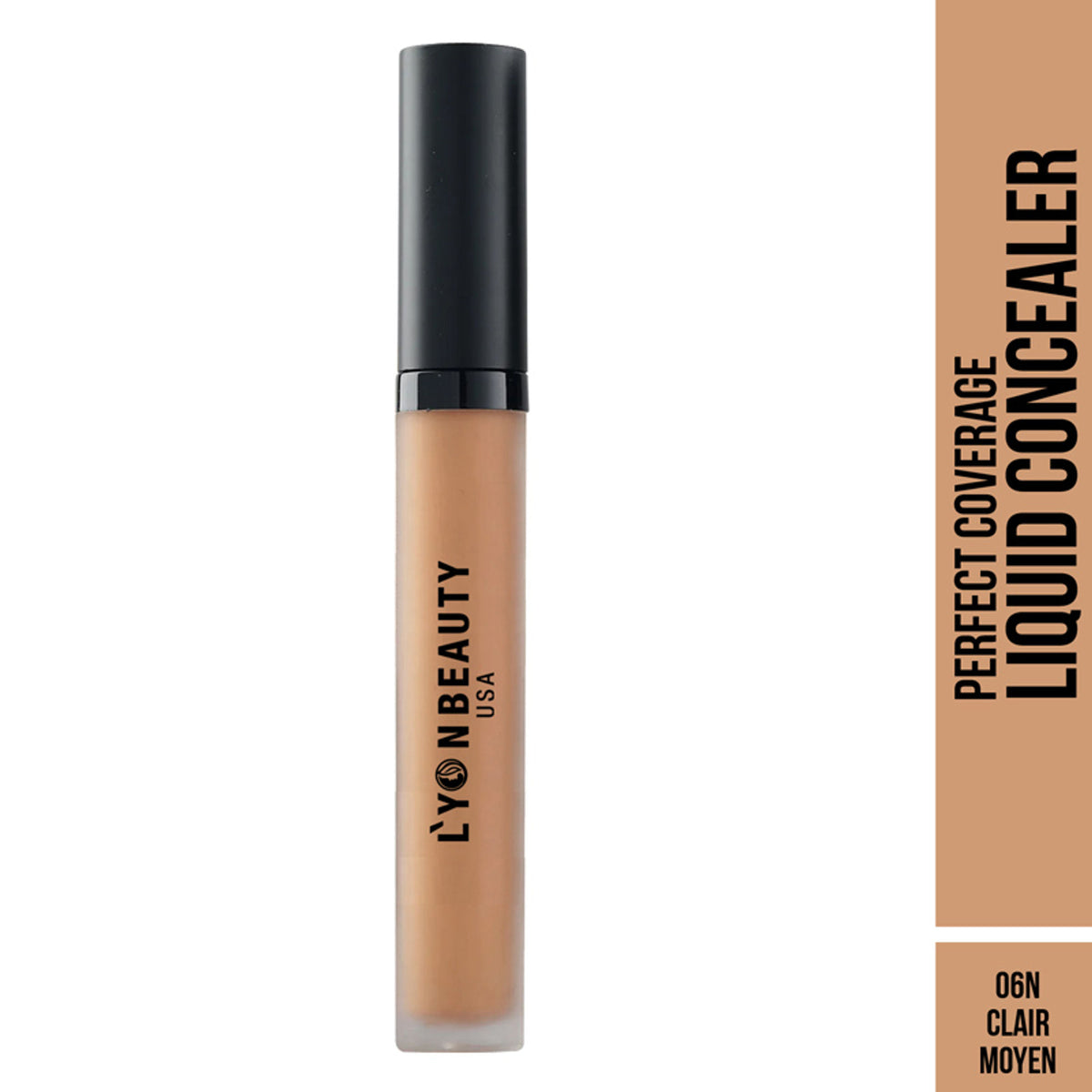 Lyon Beauty Perfect Coverage Liquid Concealer in Clair Moyen 06, with a smooth applicator and creamy beige shade.