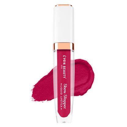 Lyon Beauty Show Stopper Liquid Lipstick in Romantic Red 13, featuring a sleek tube and applicator for bold red lips.