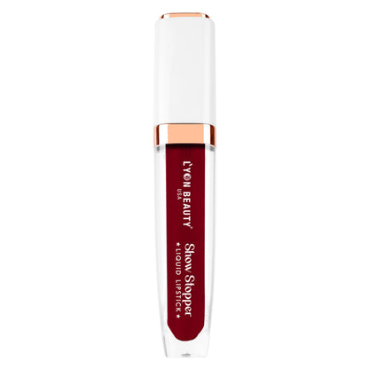 Lyon Beauty Show Stopper Liquid Lipstick in Pink Play 21, featuring a smooth, vibrant pink liquid lipstick swatch on a neutral background.