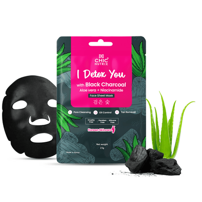 Chicnutrix Korean Black Charcoal + Aloe Vera + Niacinamide Sheet Mask