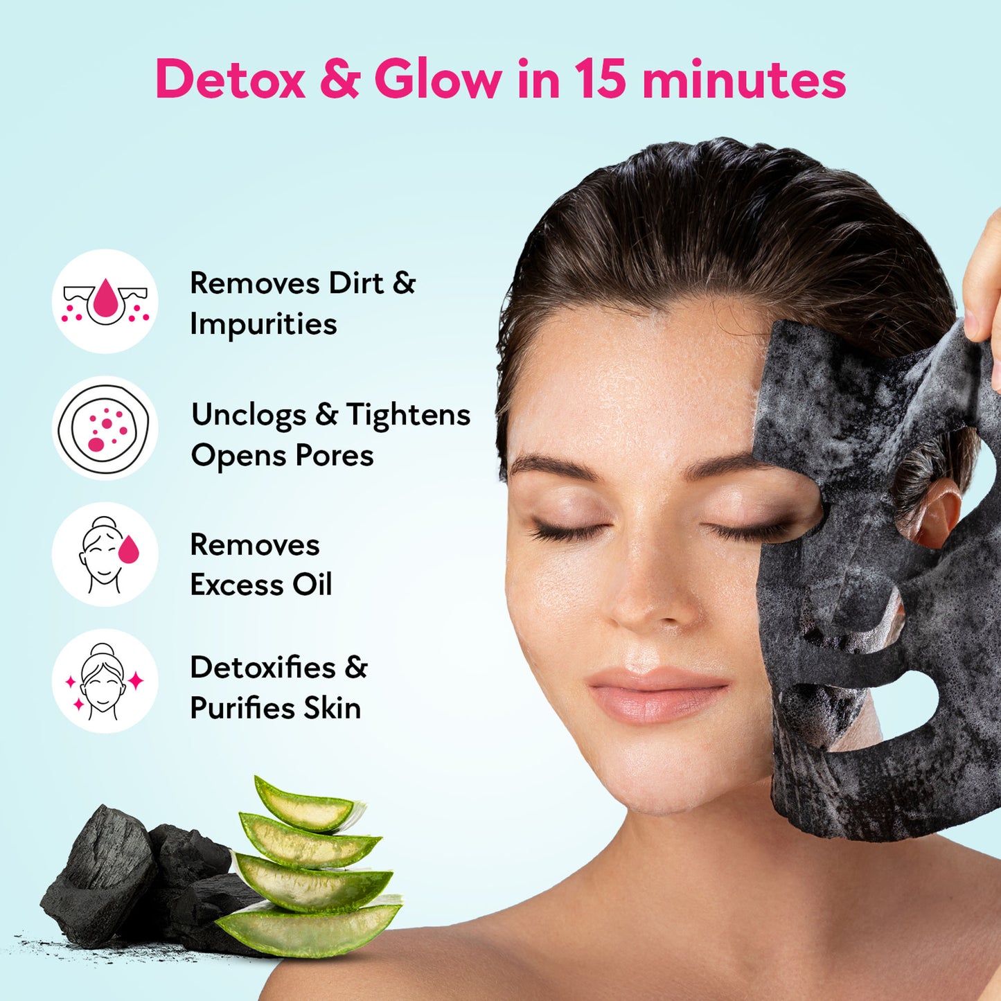 Chicnutrix Korean Black Charcoal + Aloe Vera + Niacinamide Sheet Mask