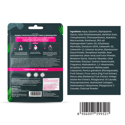 Chicnutrix Korean Black Charcoal + Aloe Vera + Niacinamide Sheet Mask