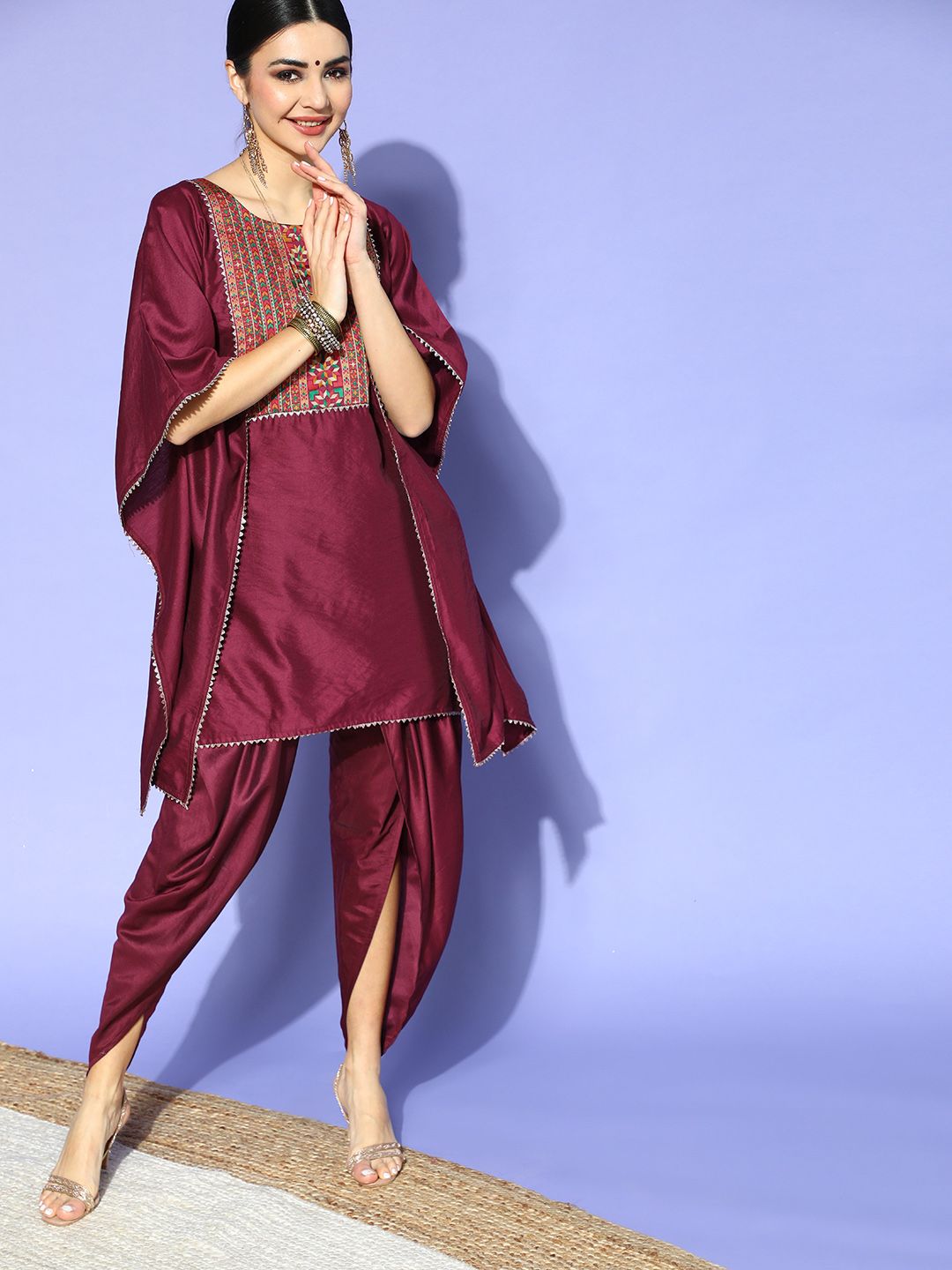 Dhiyona IE Ethnic Motifs Liva Draped Luxe Kurta Set