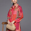 Dhiyona VA Women's Printed Shirt Collar Straight Kurta With Trousers