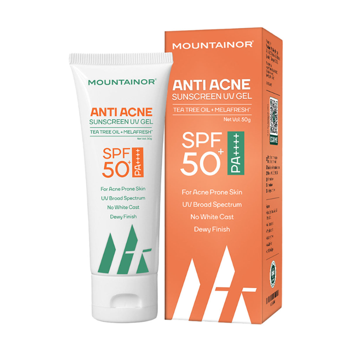Mountainor Sunscreen for Oily Skin, Anti Acne UV Face Gel SPF 50 PA++++ Glow, Matte & No White Cast