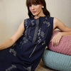Dhiyona IE Embroidered Mandarin Collar Tunic With Palazzos Co-Ords