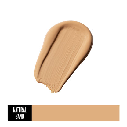 Street Wear Stay On Full Cover Foundation in Natural Sand, showcasing smooth, full-coverage makeup with a natural finish.