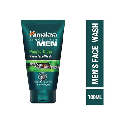 Himalaya Men Pimple Clear Neem Face Wash bottle with green and white packaging, suitable for oily and acne-prone skin.