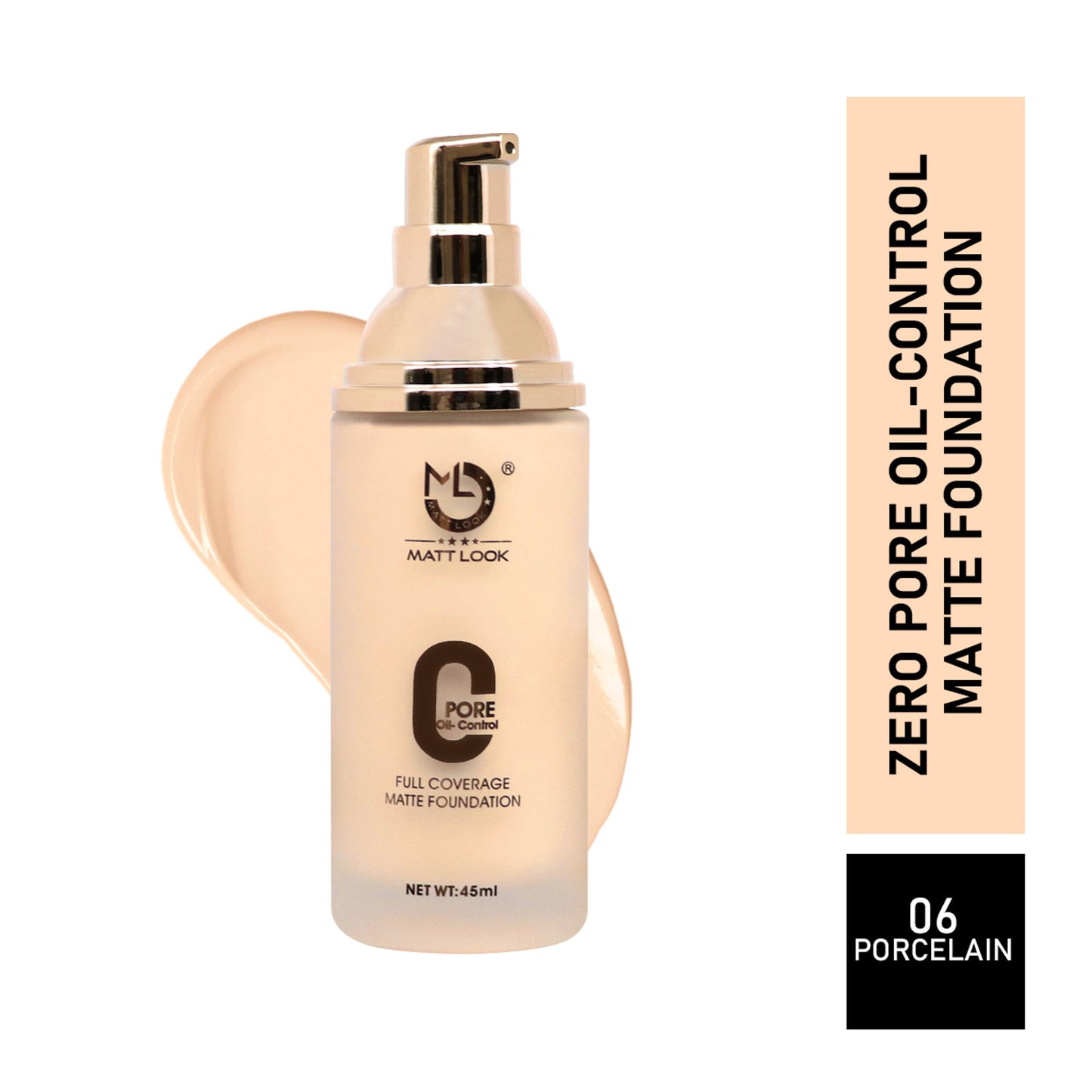 Matt look Zero Pore Oil Control Full Coverage Matte Foundation - Porcelain