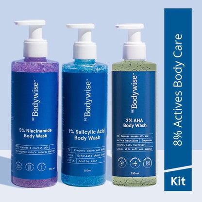 Be Bodywise Body Wash Kit- Deep Cleanses, Exfoliates Skin, Prevents Acne & Strawberry Legs