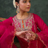 Dhiyona IE Women Ethnic Motifs Embroidered Regular Kurta with Trousers & With Dupatta