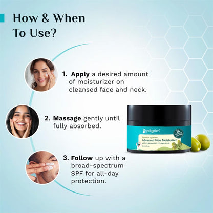Pilgrim Spanish Squalane Advanced Glow Moisturizer Niacinamide For 3x Soft Glowing & Even-Toned Skin