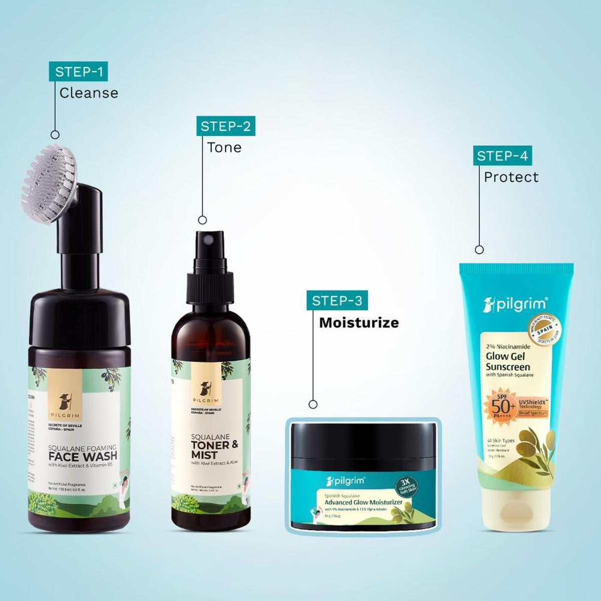 Pilgrim Spanish Squalane Advanced Glow Moisturizer Niacinamide For 3x Soft Glowing & Even-Toned Skin