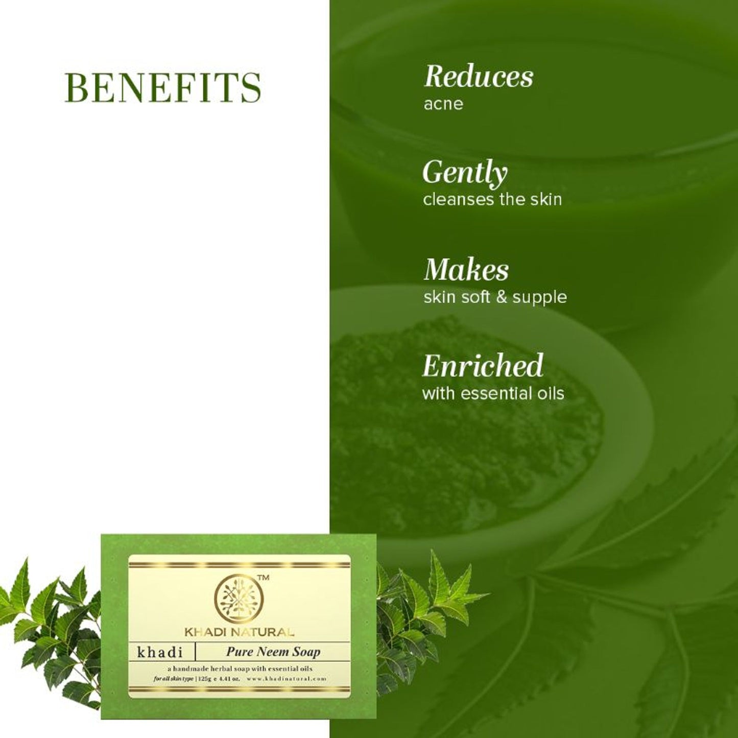 Khadi Natural Pure Neem Handmade Soap Anti-Bacterial