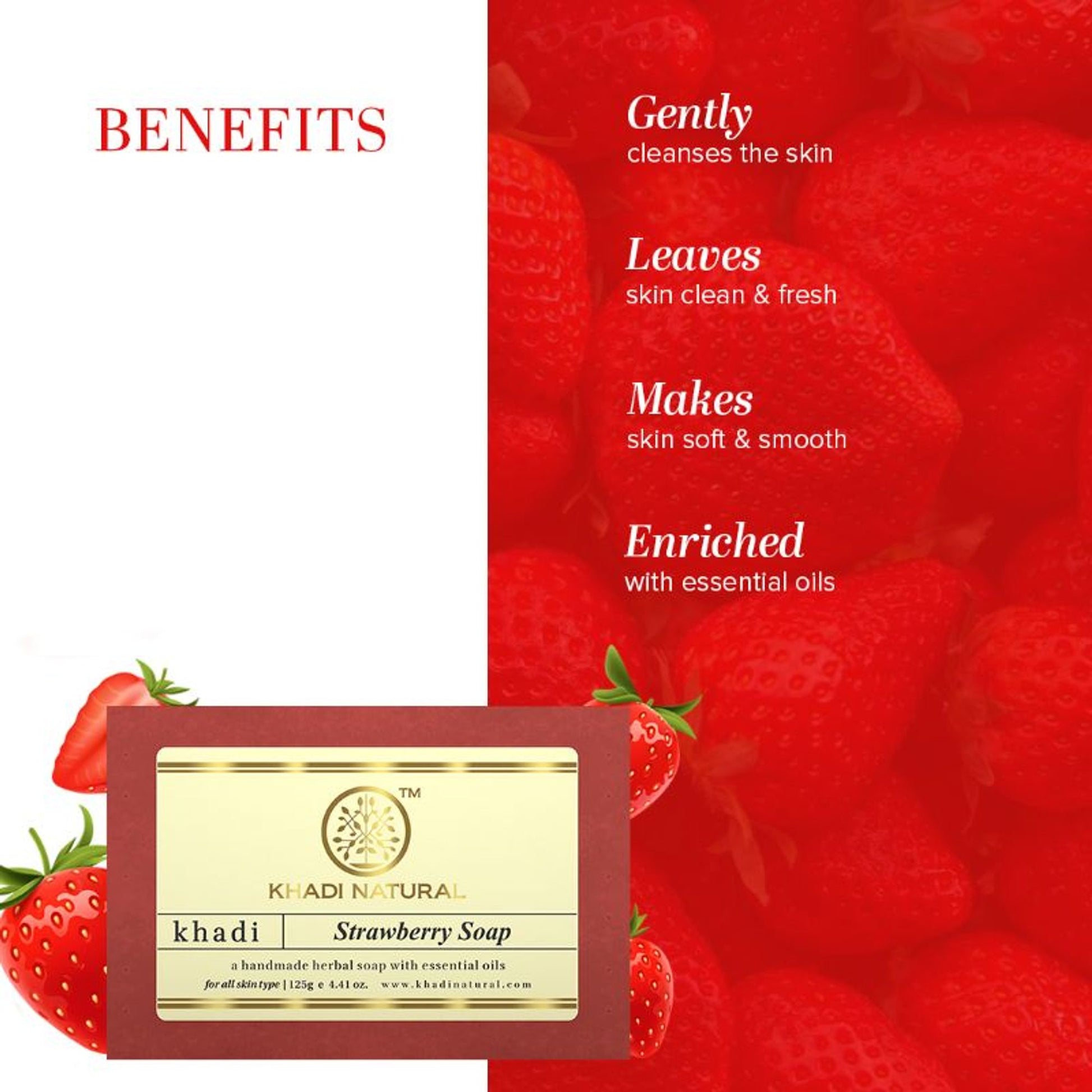 Khadi Natural Strawberry Handmade Soap Soft & Radiant Skin