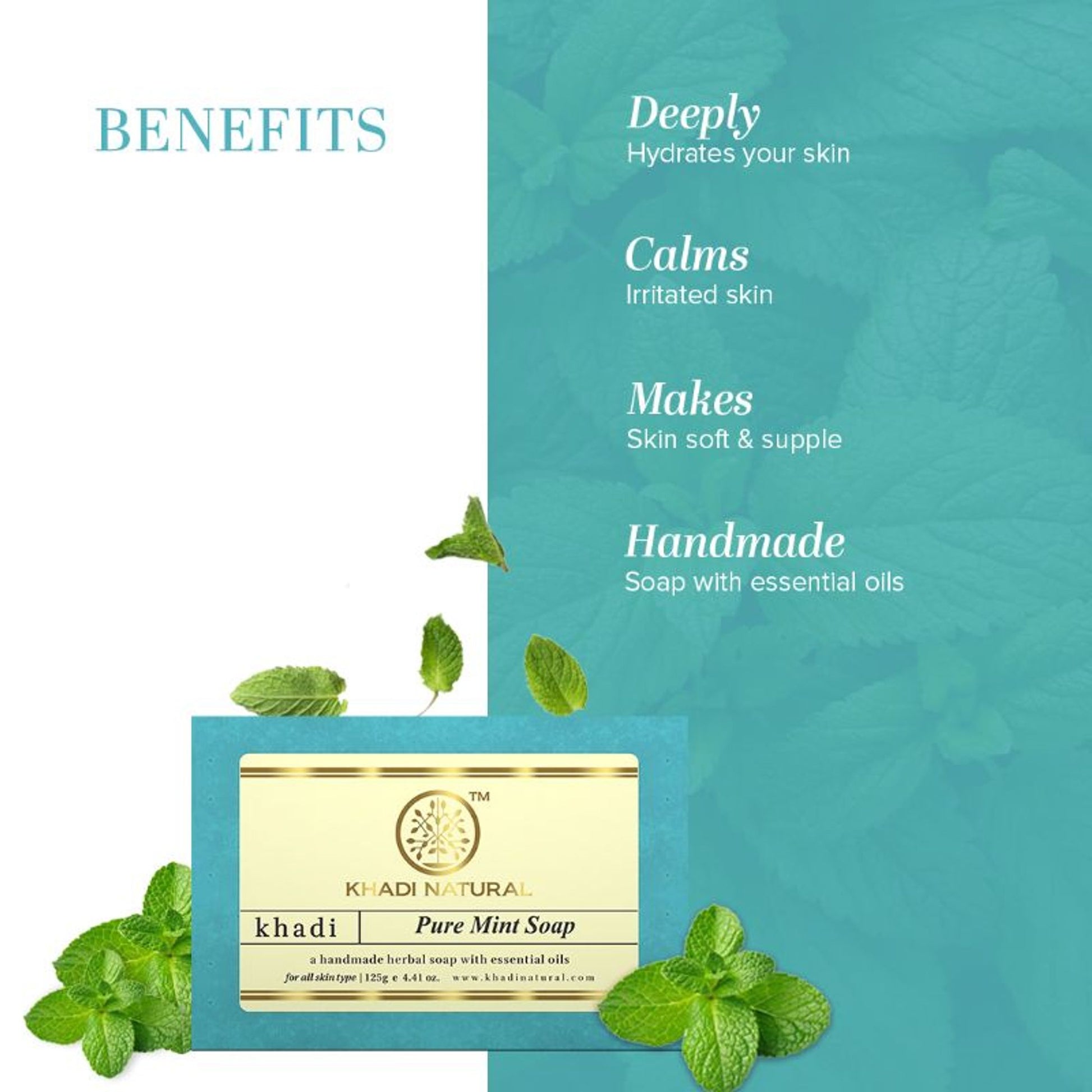 Khadi Natural Pure Mint Handmade Soap Rejuvenates Skin