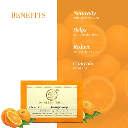 Khadi Natural Orange Handmade Soap Cleanse, Tone & Nourish