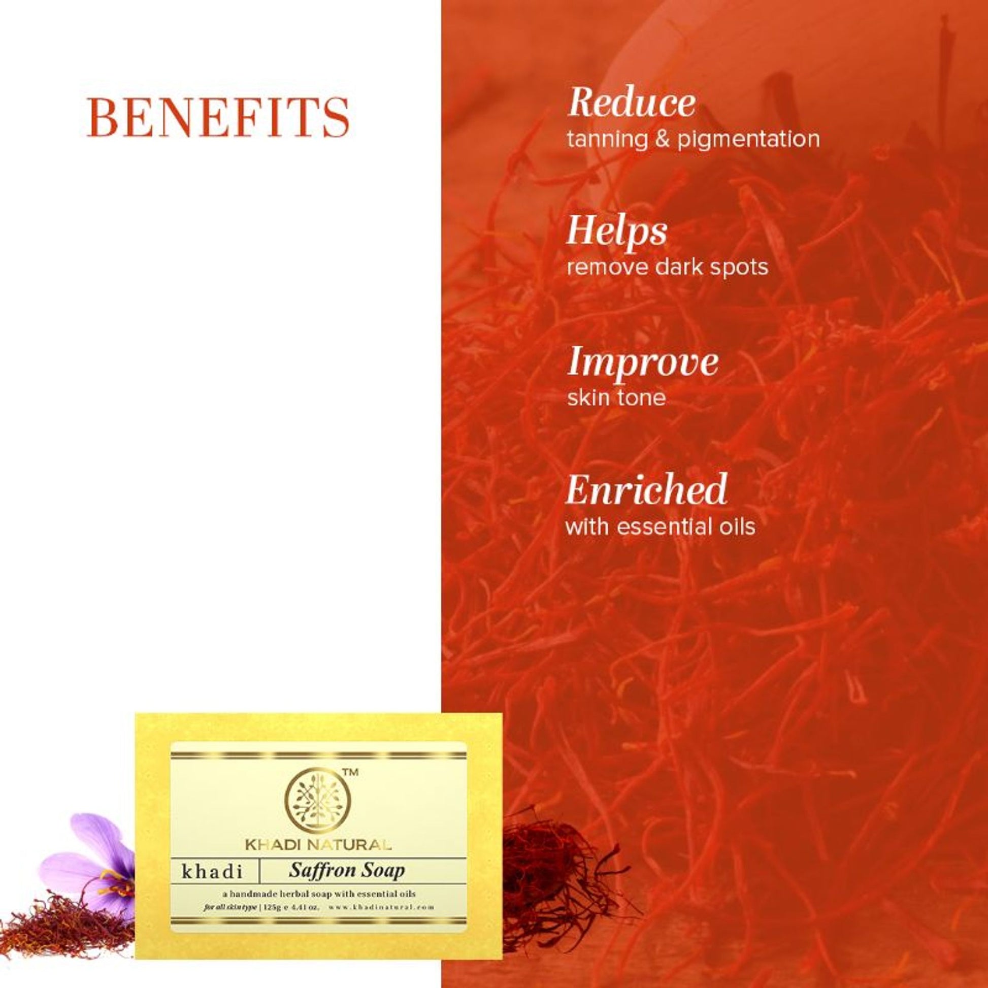 Khadi Natural Saffron Handmade Soap Reduce Blemishes & Dark Spots