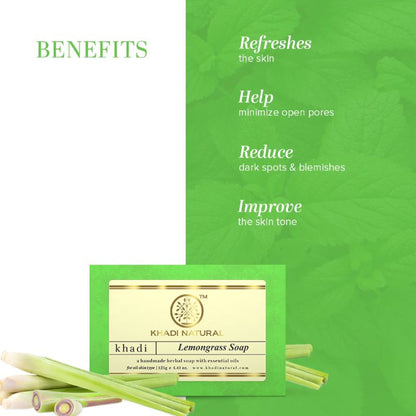 Khadi Natural Lemongrass Handmade Soap Anti-Bacterial