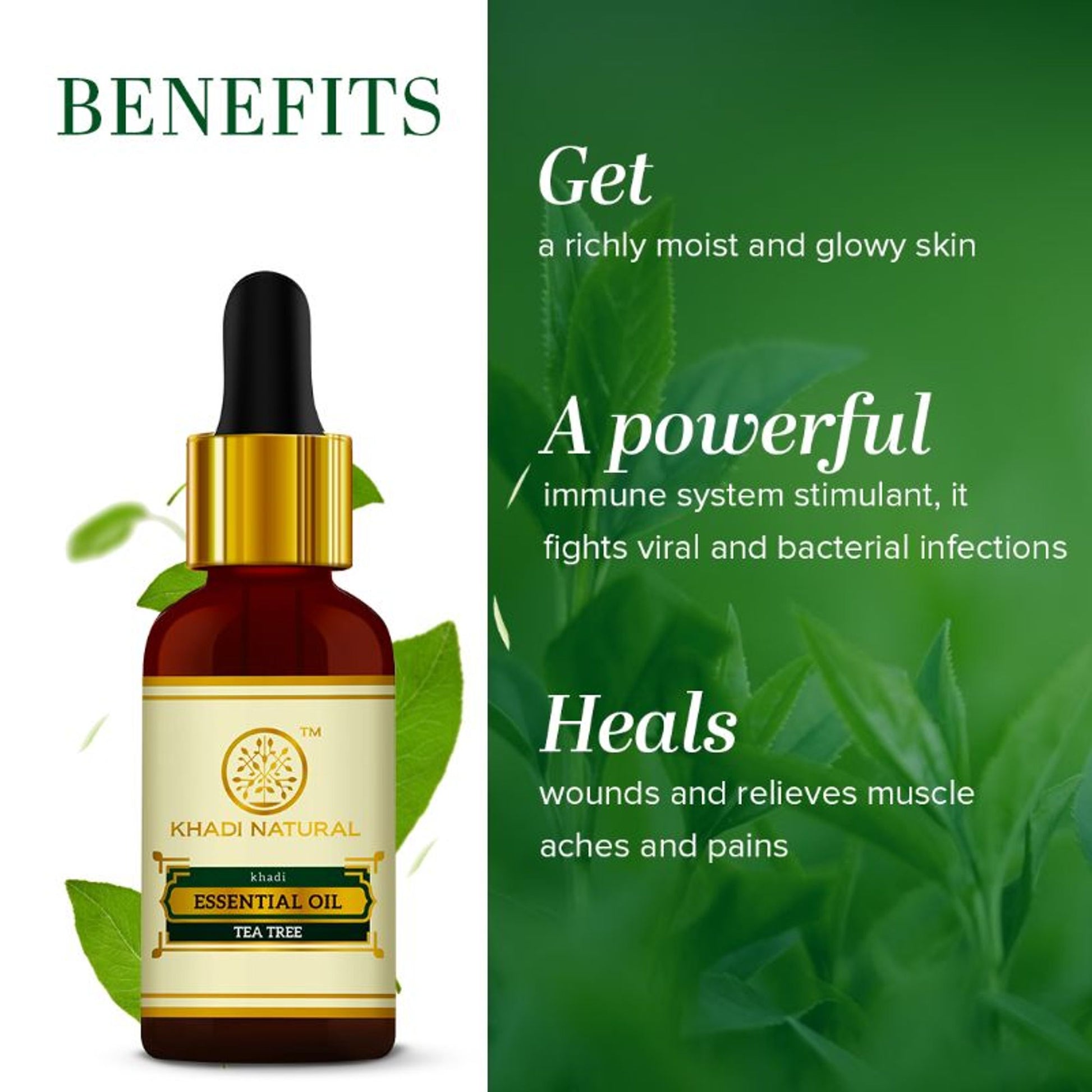 Khadi Natural Ayurvedic Teatree Essential Oil Reduces Blemishes & Dandruff