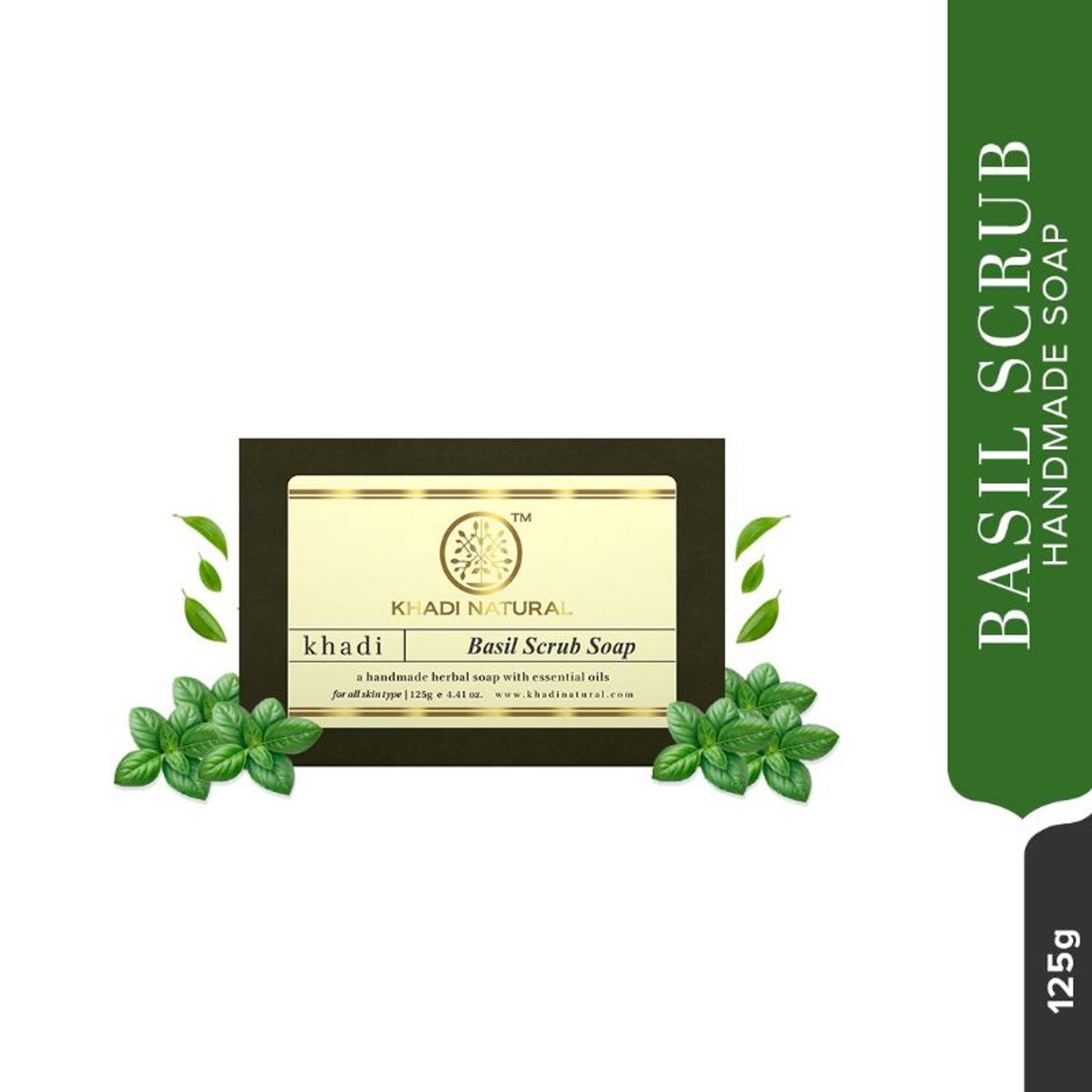 Khadi Natural Basil Scrub Handmade Soap Anti-Aging