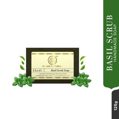 Khadi Natural Basil Scrub Handmade Soap Anti-Aging