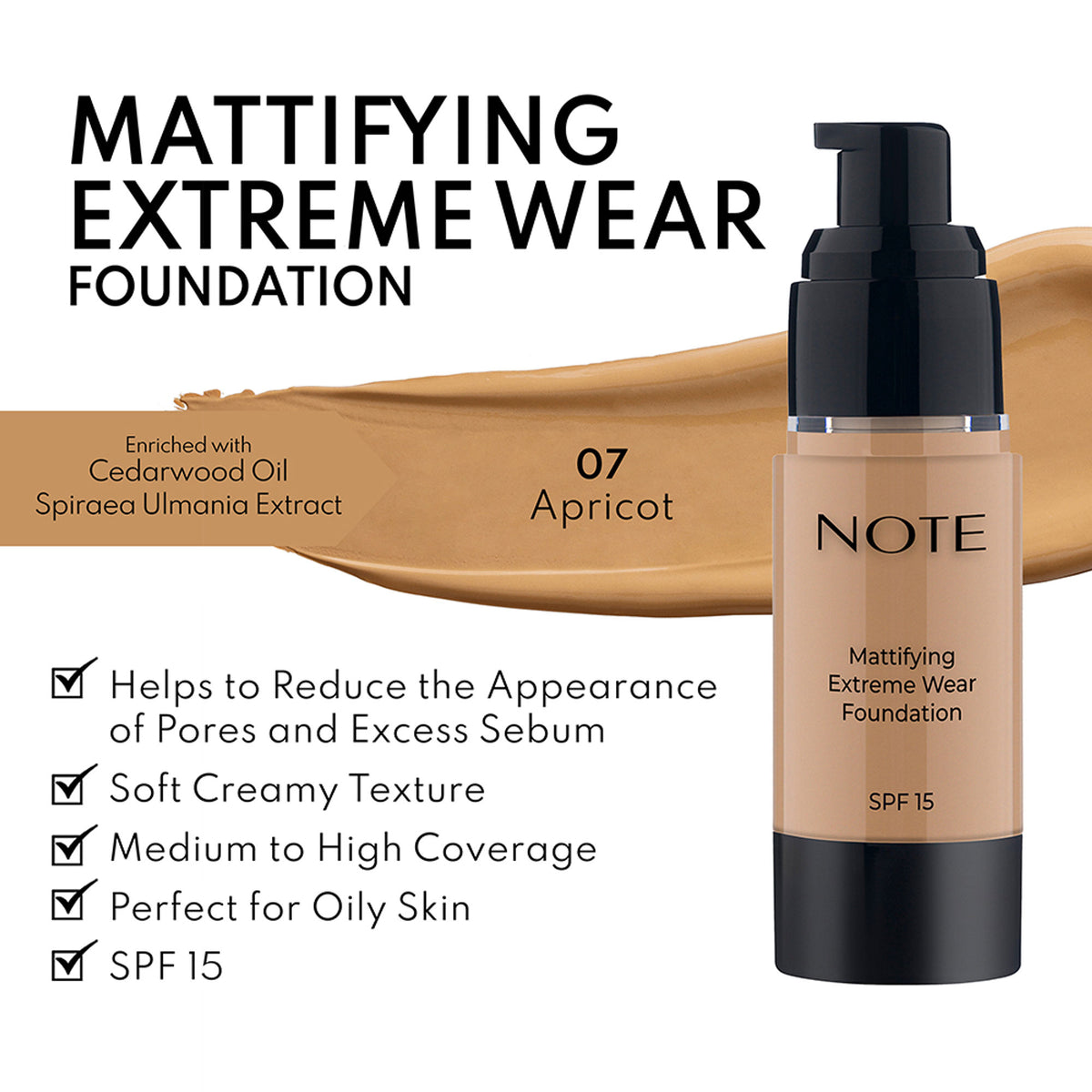Note Cosmetique Mattifying Extreme Wear Foundation - 07 Apricot