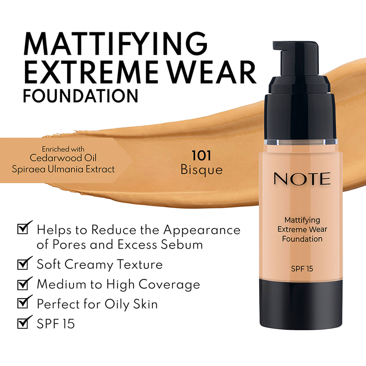 Note Cosmetique Mattifying Extreme Wear Foundation - 101 Bisque