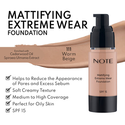 Note Cosmetique Mattifying Extreme Wear Foundation - 111 Warm Beige